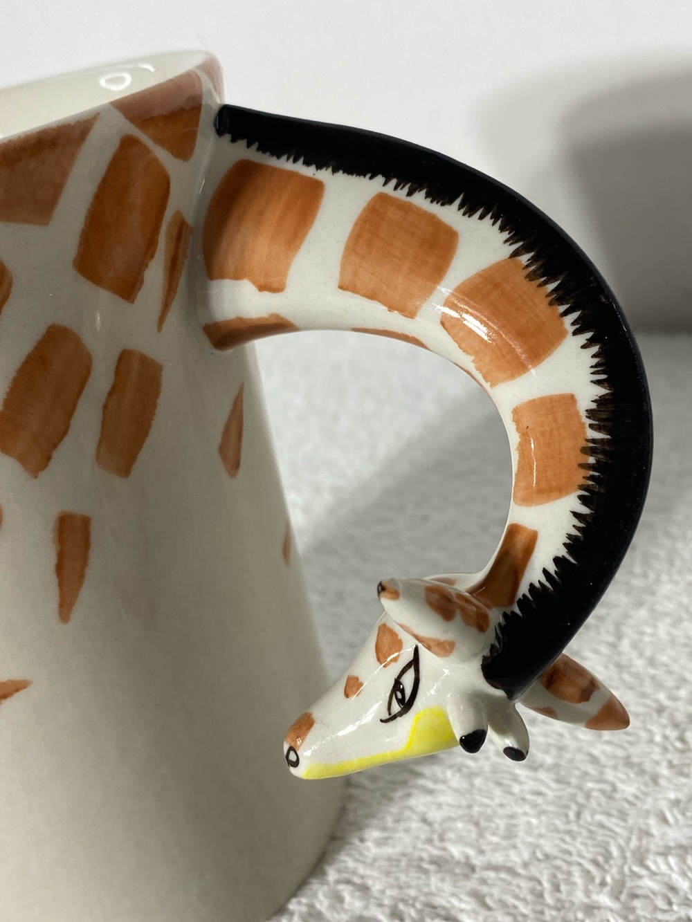 Pier 1 Imports Hand Painted 3D Giraffe Neck Handle Ceramic Coffee Mug - Picture 3 of 13